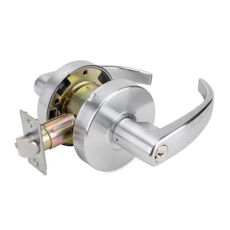 Global Door Controls Pisa Series Standard Duty Brushed Chrome Grade 2 Commercial Cylindrical Entry Door Handle with Lock and Clutch Function GAL-1151P-626